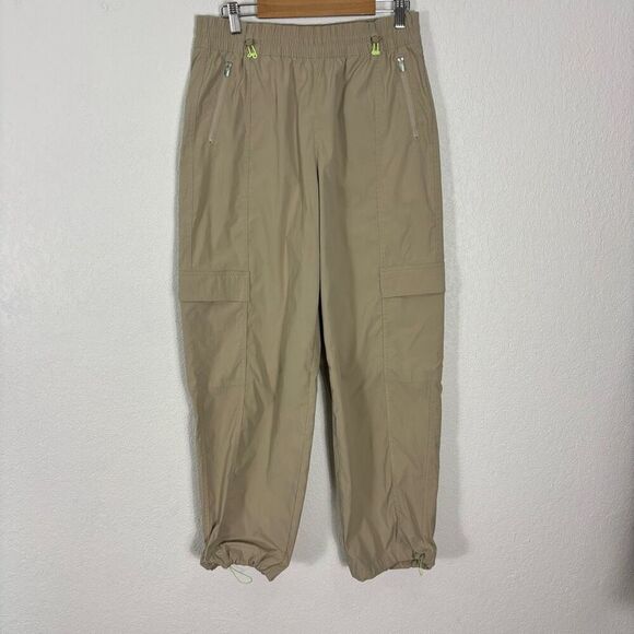 Athleta Tan Cargo Side Polyester Cinch Bottom Pants Women's Size Small - Picture 1 of 8